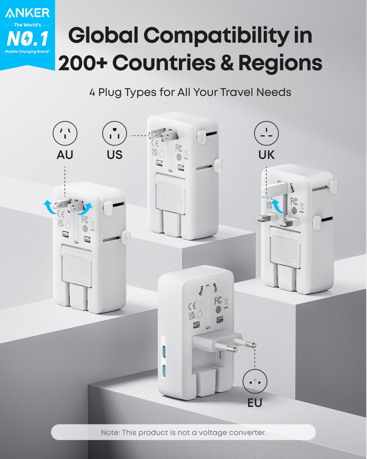 Anker Nano Travel Adapter 2 USB C Universal Charger 20W - Anker Official Imagery - 3