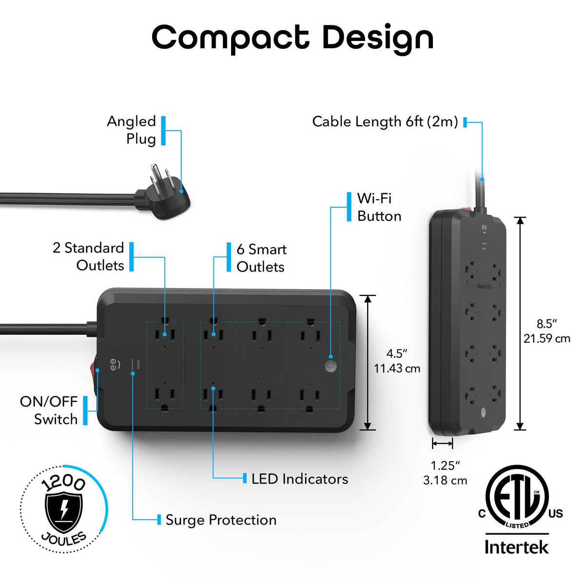 Geeni Surge Ultra Smart 8 Outlet Surge Protector No Hub 6 ft - Geeni Official Imagery - 7