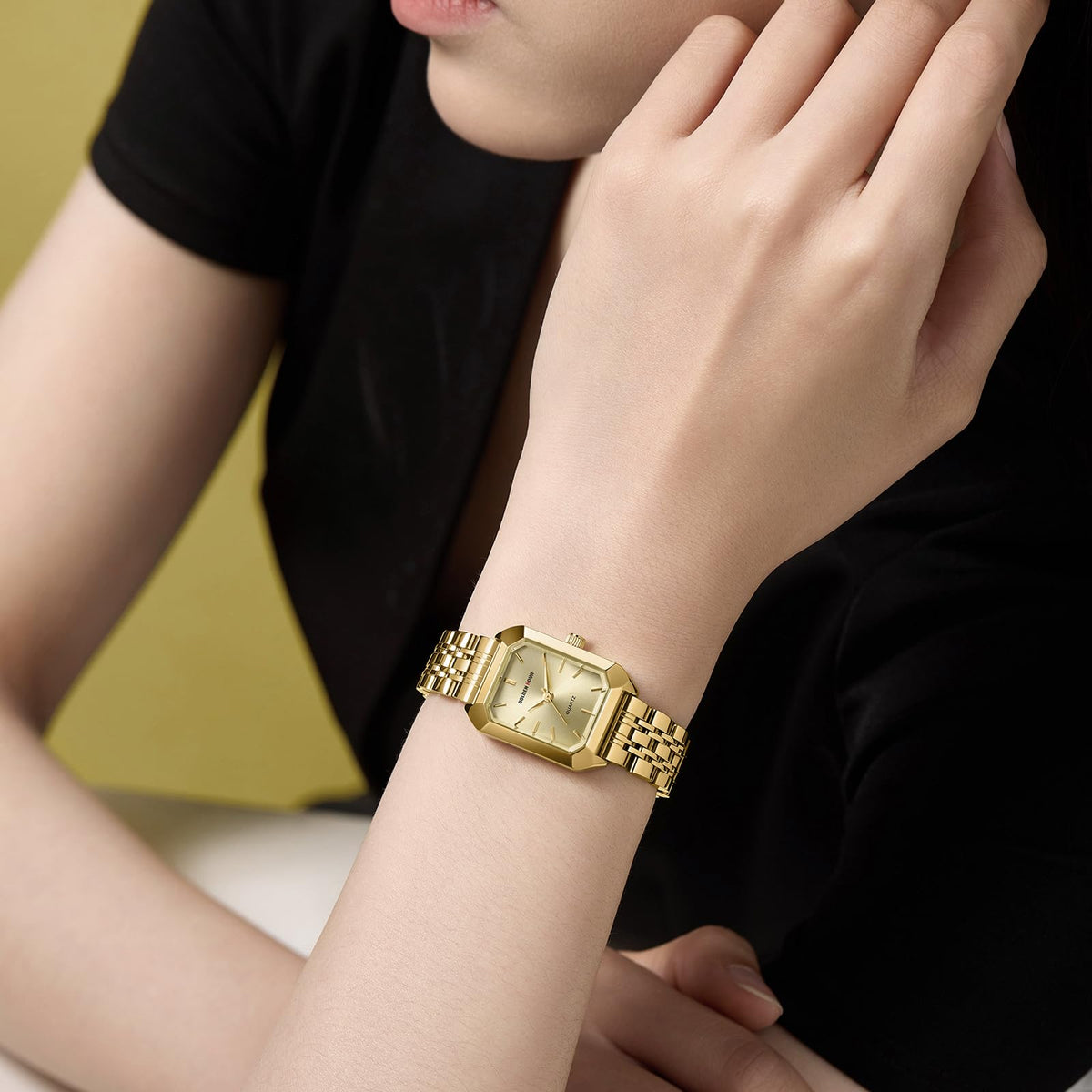 GOLDEN HOUR Women s Rectangular Quartz Watch Gold Tone - GOLDEN HOUR Official Imagery - 7