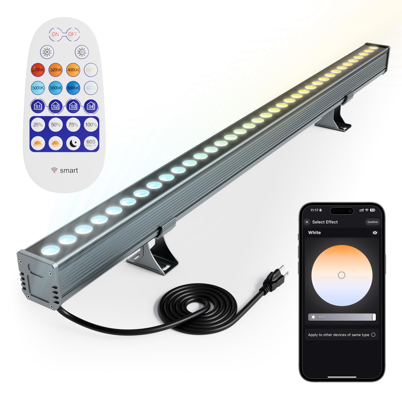 Yasotek 180W RGB Light Bar, RGBCW Wall Washer with APP & RF Remot - Yasotek Official Product View 9