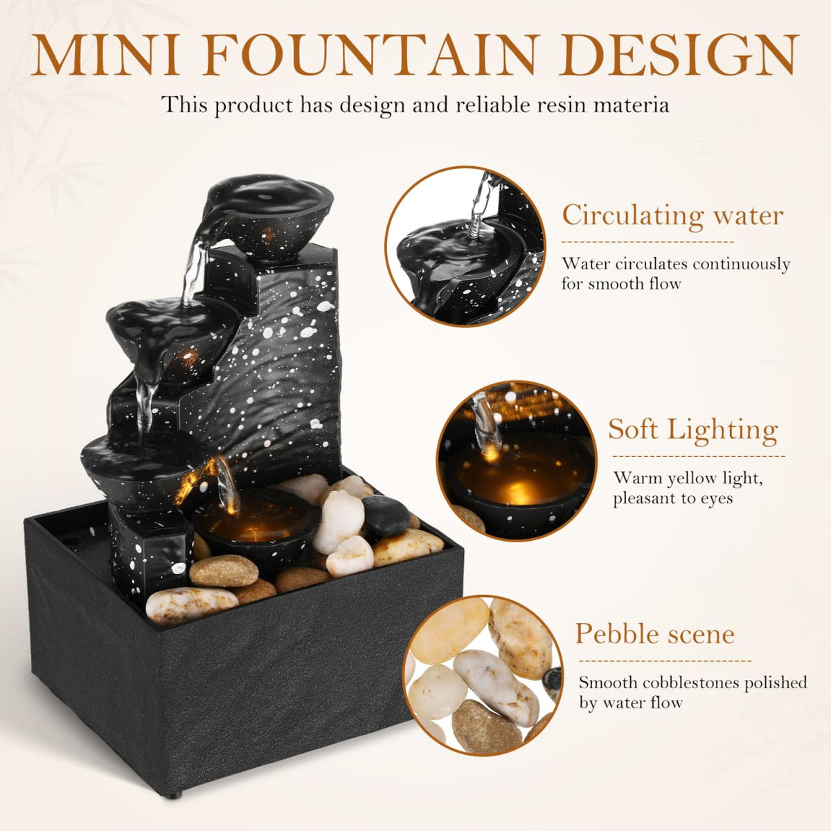 PRETYZOOM Portable Resin Tabletop Fountain Ornament 6 68X4 - PRETYZOOM Official Imagery - 6