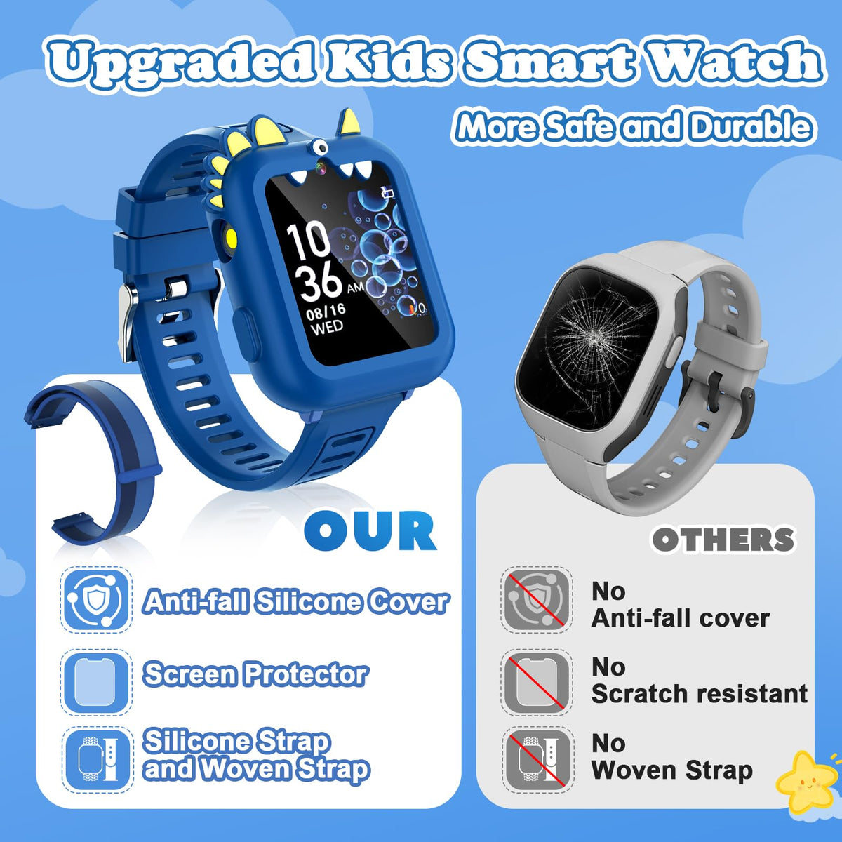 Kids Smart Watch Boys Gift Age 3 12 with 39 Games Alarm - Sedzofan Official Imagery - 4