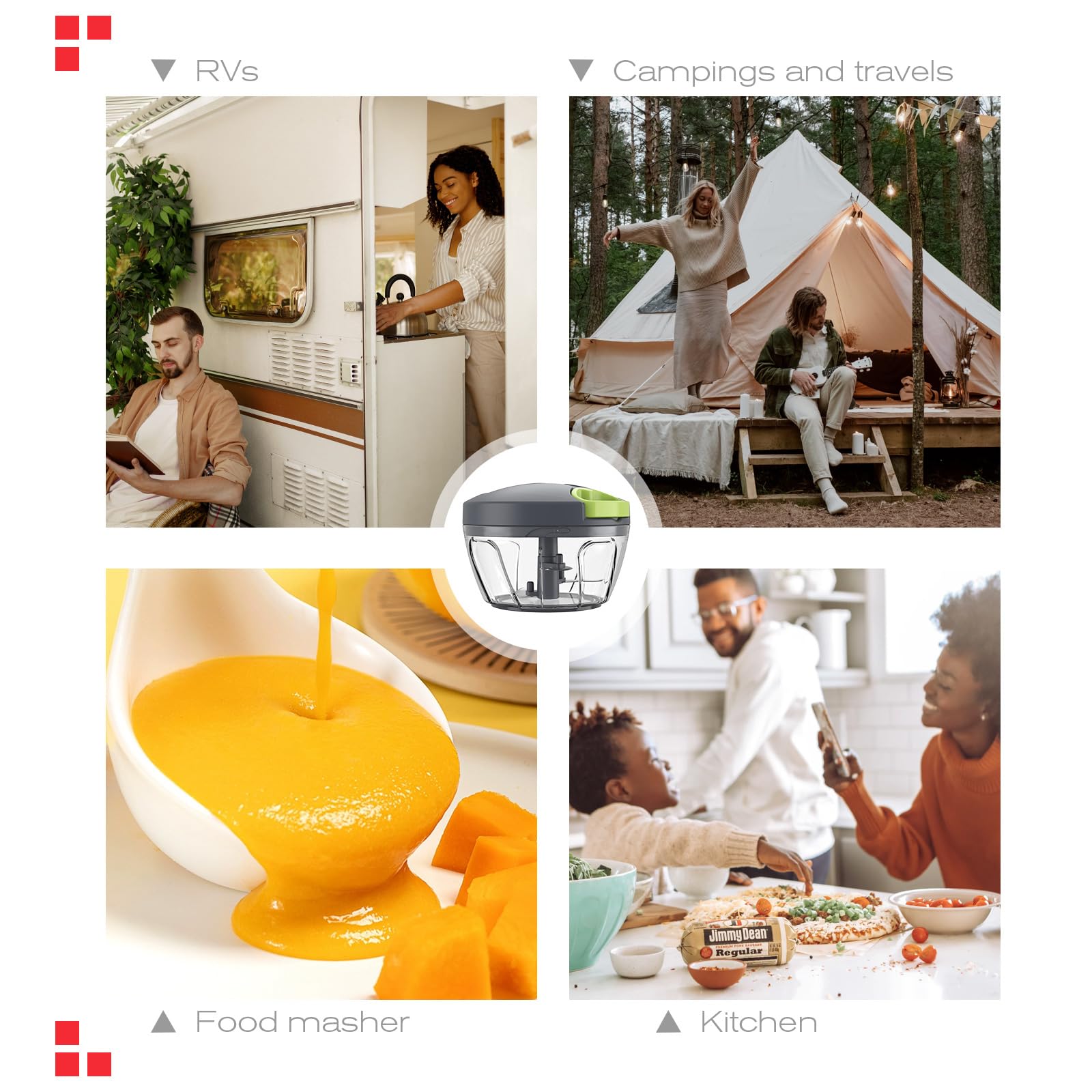 Ourokhome Manual Food Processor Vegetable Chopper, Portable Hand - Ourokhome Official Product View 7