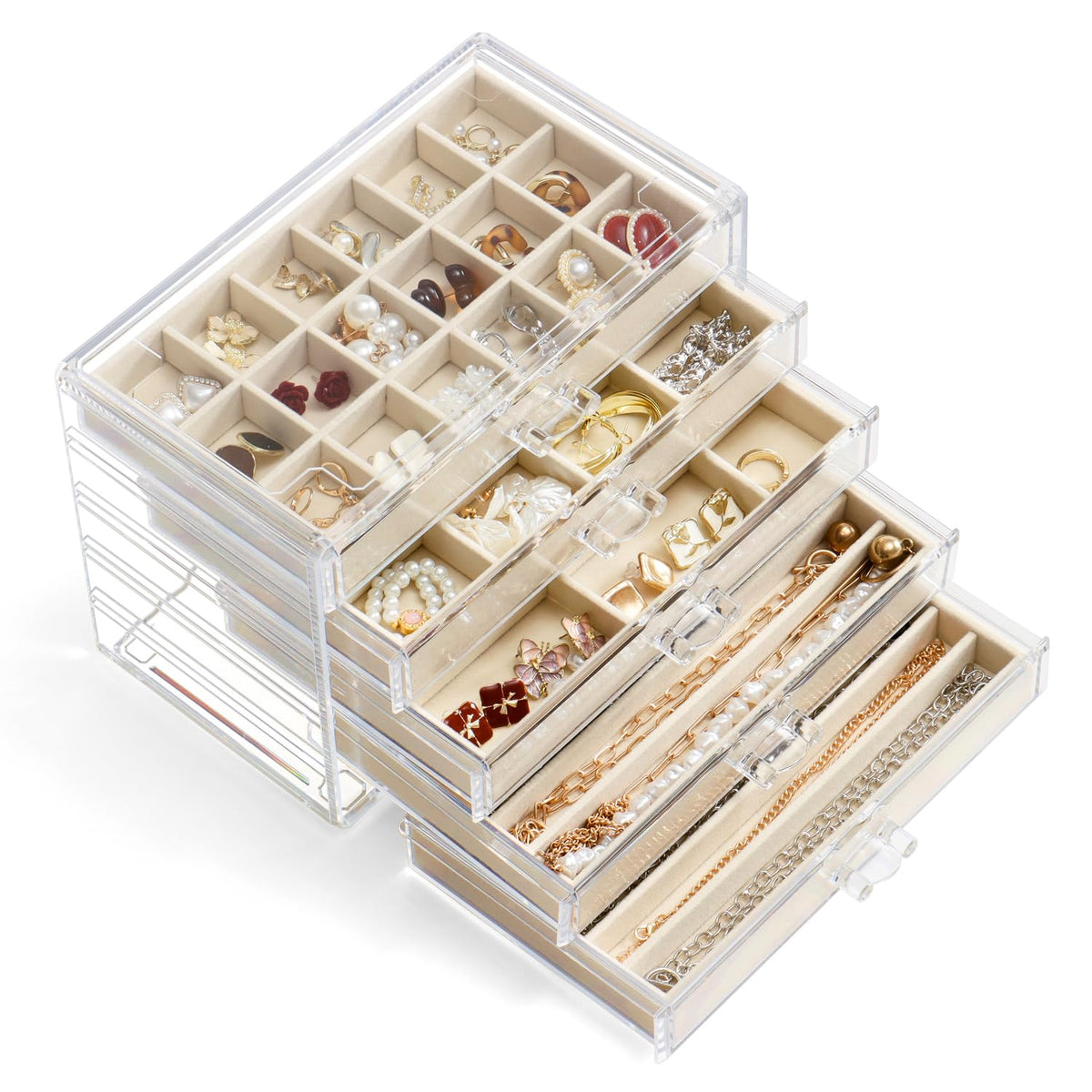 YUFONG Acrylic Jewelry Storage Box Holder with 5 Drawers - YUFONG Official Imagery - 1