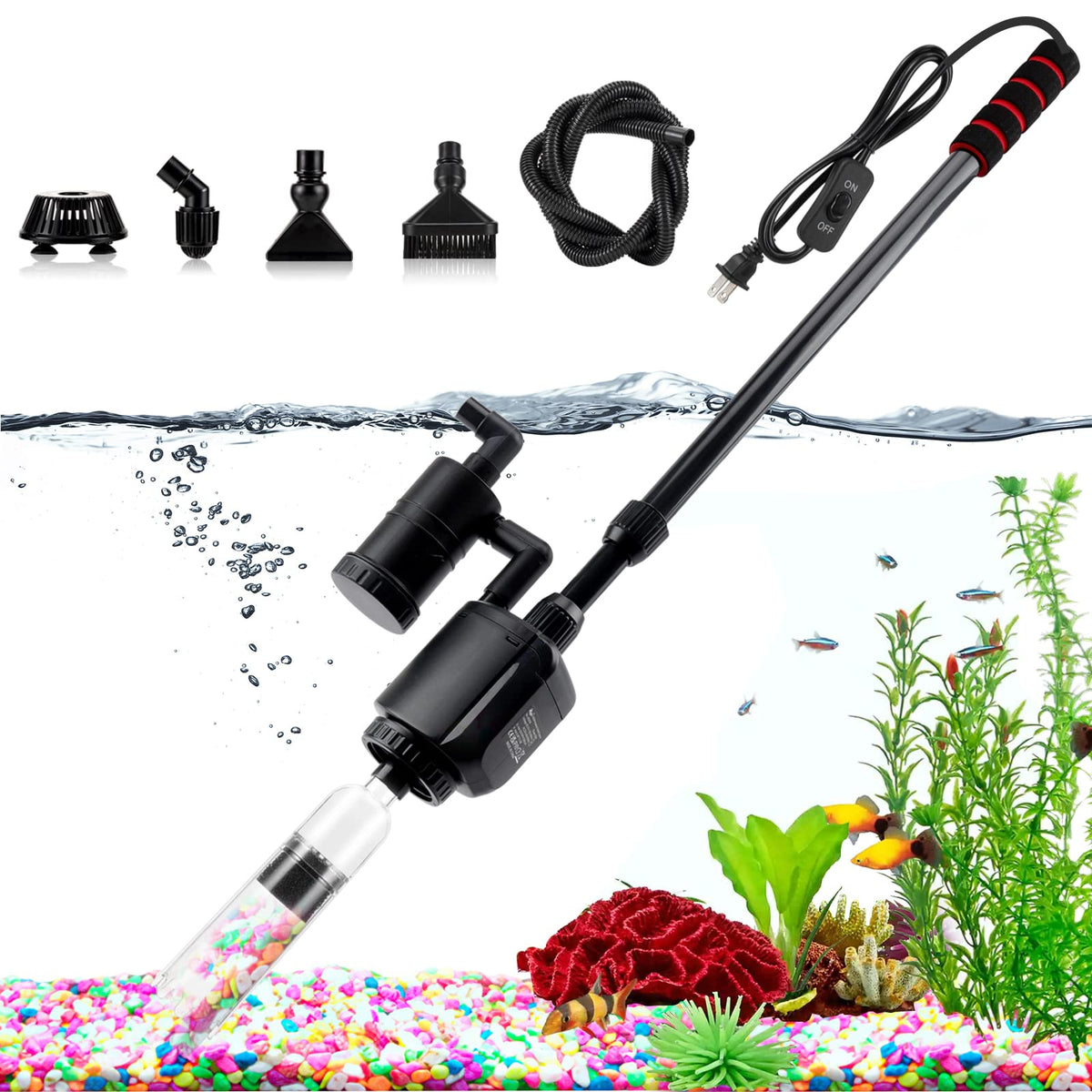 AQQA 6 in 1 Electric Aquarium Gravel Cleaner 320GPH 20W Fish - AQQA Official Imagery - 2