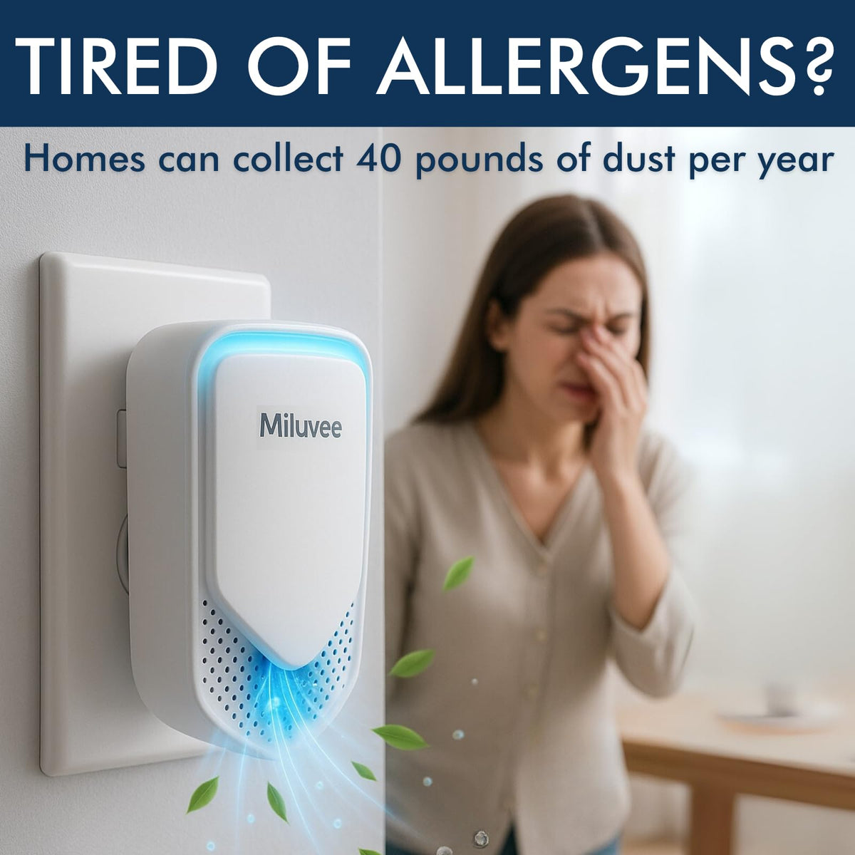 Premium Plug In Air Purifier Negative Ion Technology for - Miluvee Official Imagery - 8