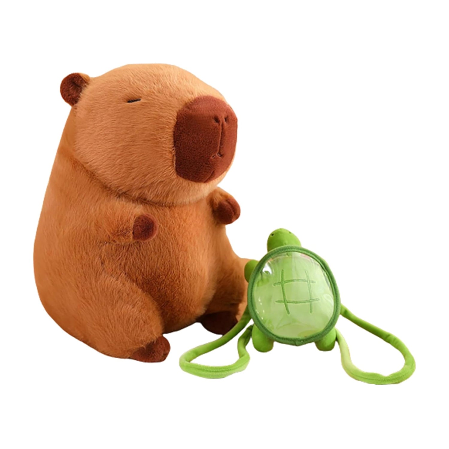 Soft 9.8-inch Kaizenjoy capybara plush toy with turtle backpack, cute animal plush for kids and collectors.