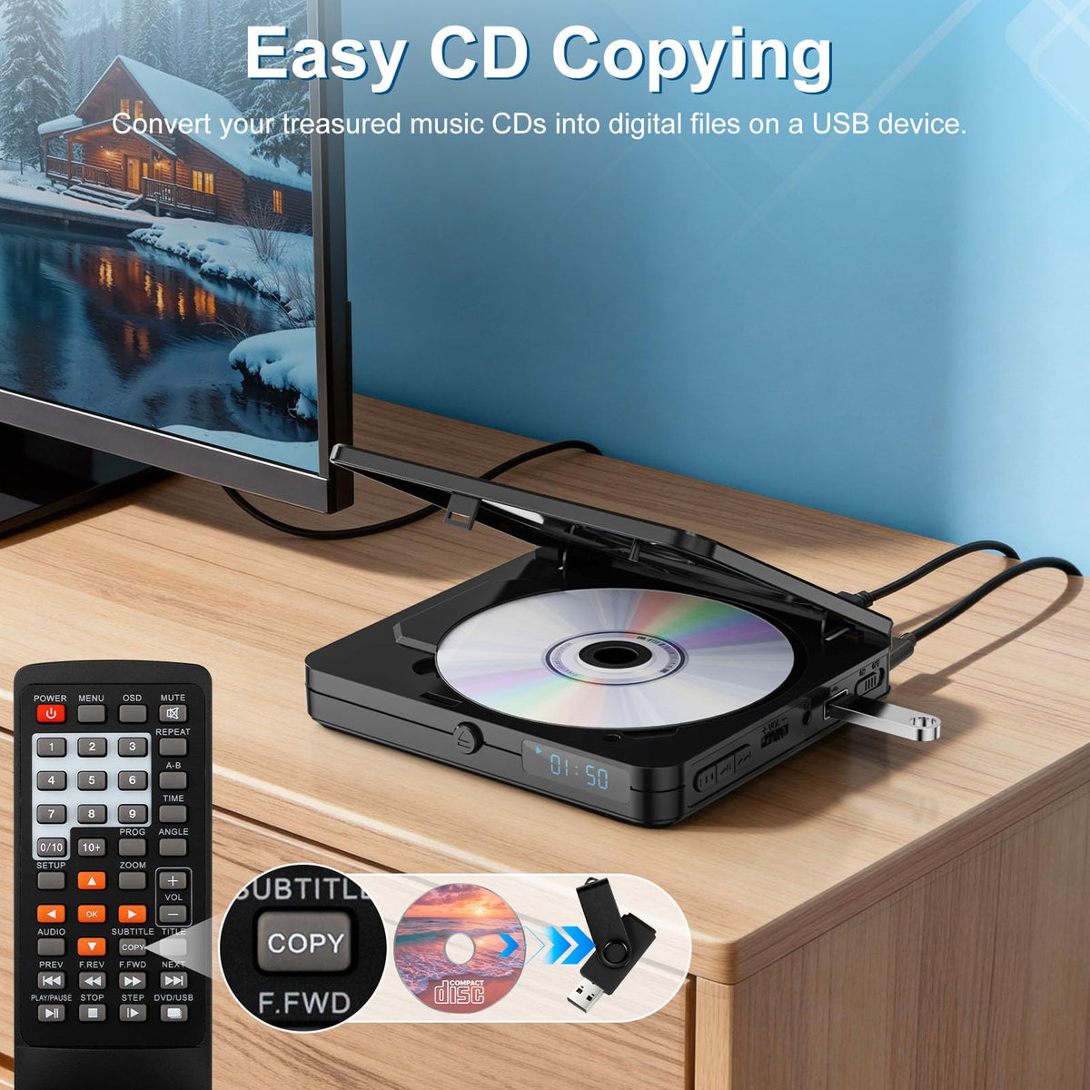 Mini DVD Player with HDMI Remote Control All Region Free - Homlab Official Imagery - 4