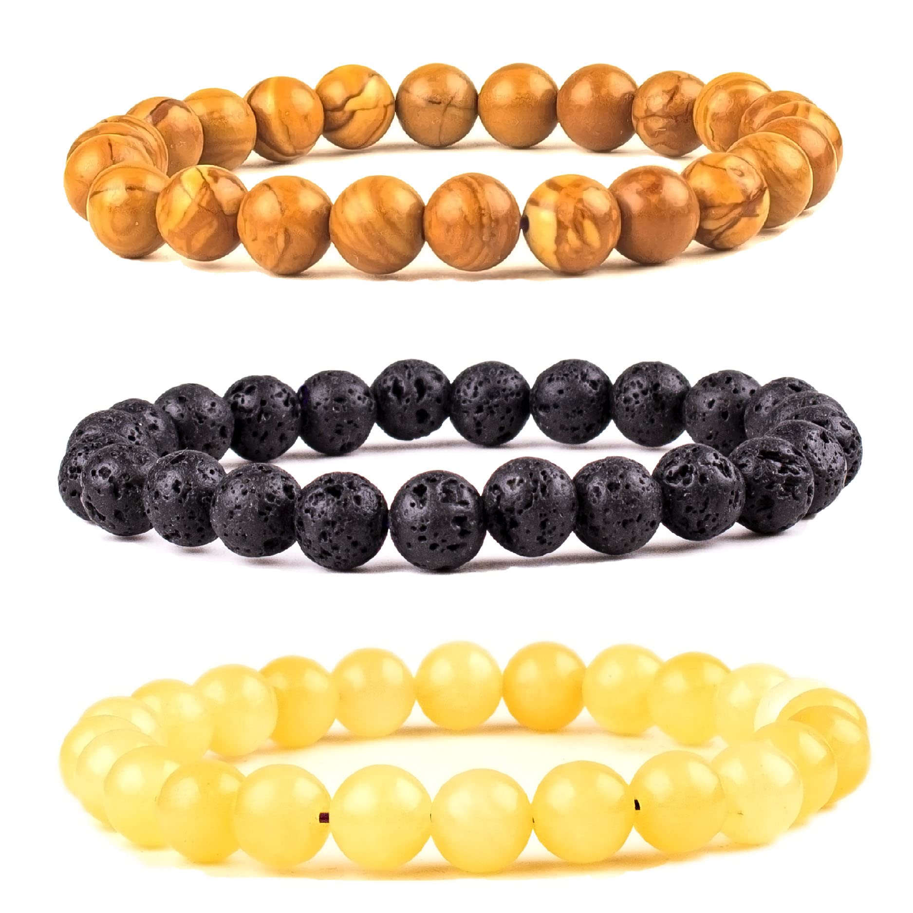 TIGERSTAR Natural Lava Rock Beads Bracelet,Stretch Elastic - Product Imagery