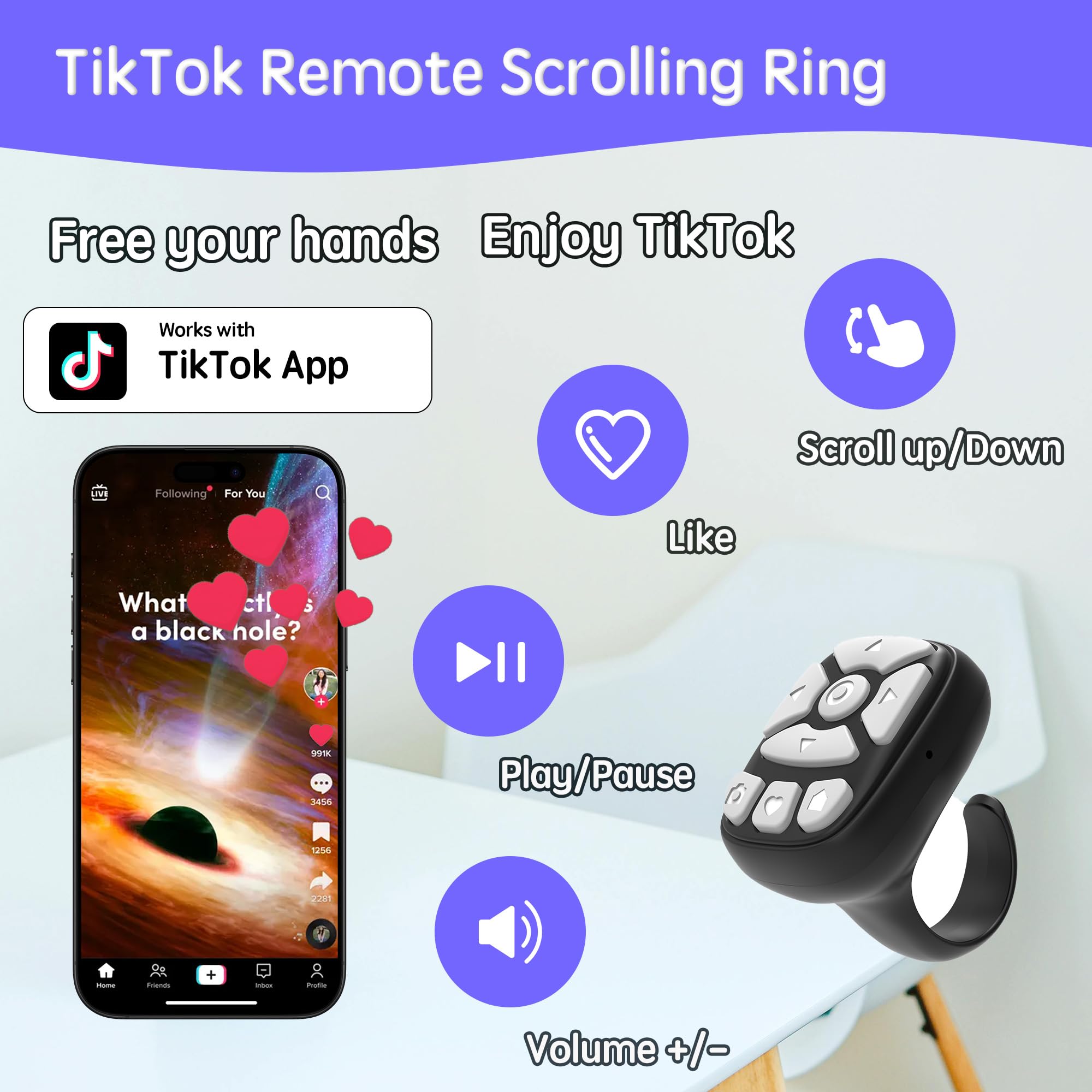 Novzix TikTok Scrolling Ring for iPhone - Viral TikTok Scroll Device & Wireless - Novzix Official Product View 3