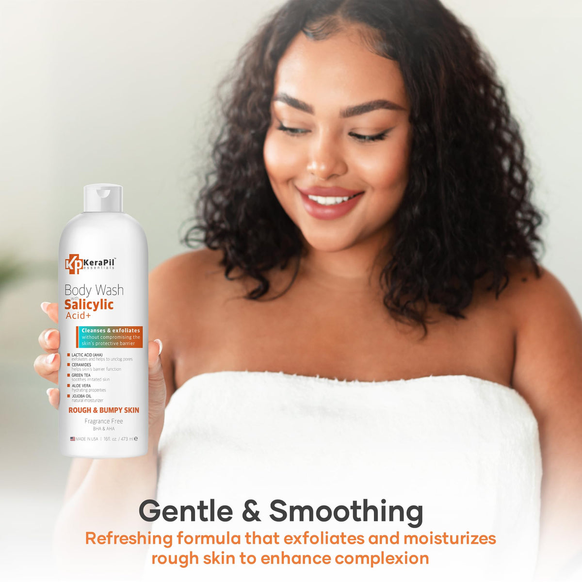 KERAPIL Exfoliating Body Wash with Salicylic Acid Unscented - KERAPIL Official Imagery - 5
