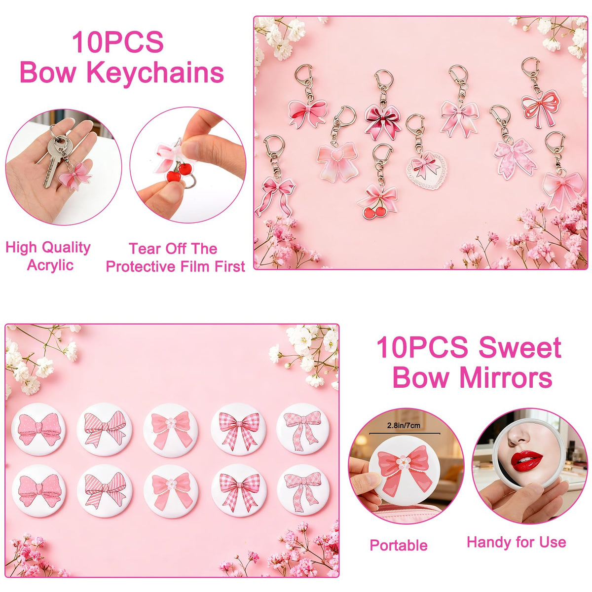 Pink Bow Party Favors for Girls 110pcs Coquette Bow Goodie - Perpetily Official Imagery - 5