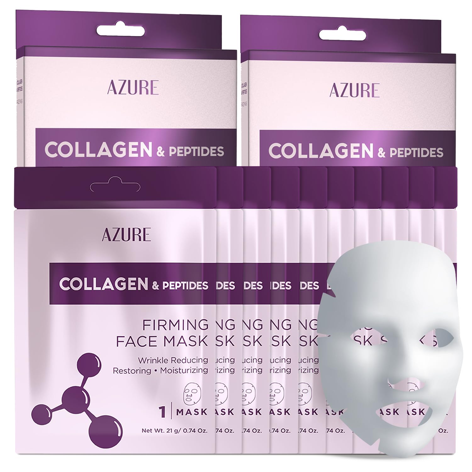 Vitamin C &amp; Collagen Korean Sheet Masks, Dermatologist Tested - Azure Cosmetics