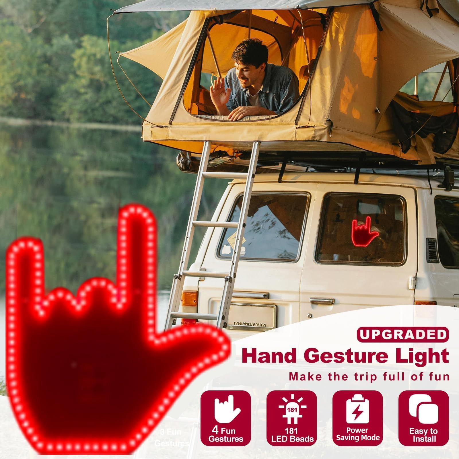 Keepdone Middle Finger Car Light - Glo Hand Gesture Light for Car by Keepdone - Angle View 2