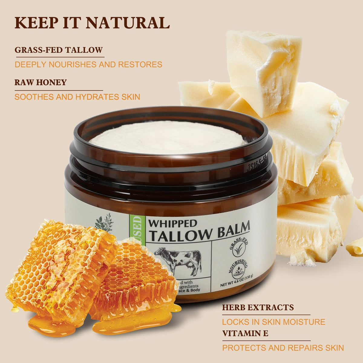 Grass Fed Beef Tallow for Skin Unsalted Body Butter with Raw - Bff Beauty Garden Official Imagery - 6