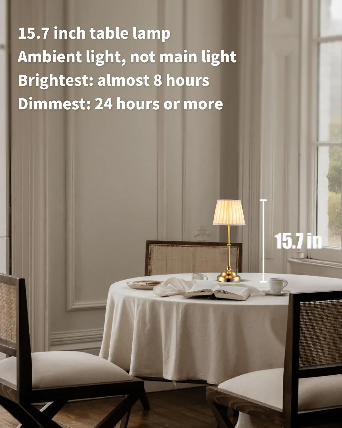 KDG Gold Cordless Portable LED Table Lamp Beige Fabric Shade - KDG Official Imagery - 3