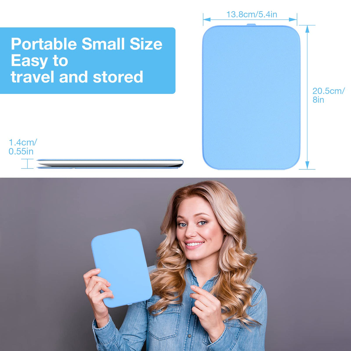 Kintion Travel Makeup Mirror Portable LED Lighted Folding - Kintion Official Imagery - 3