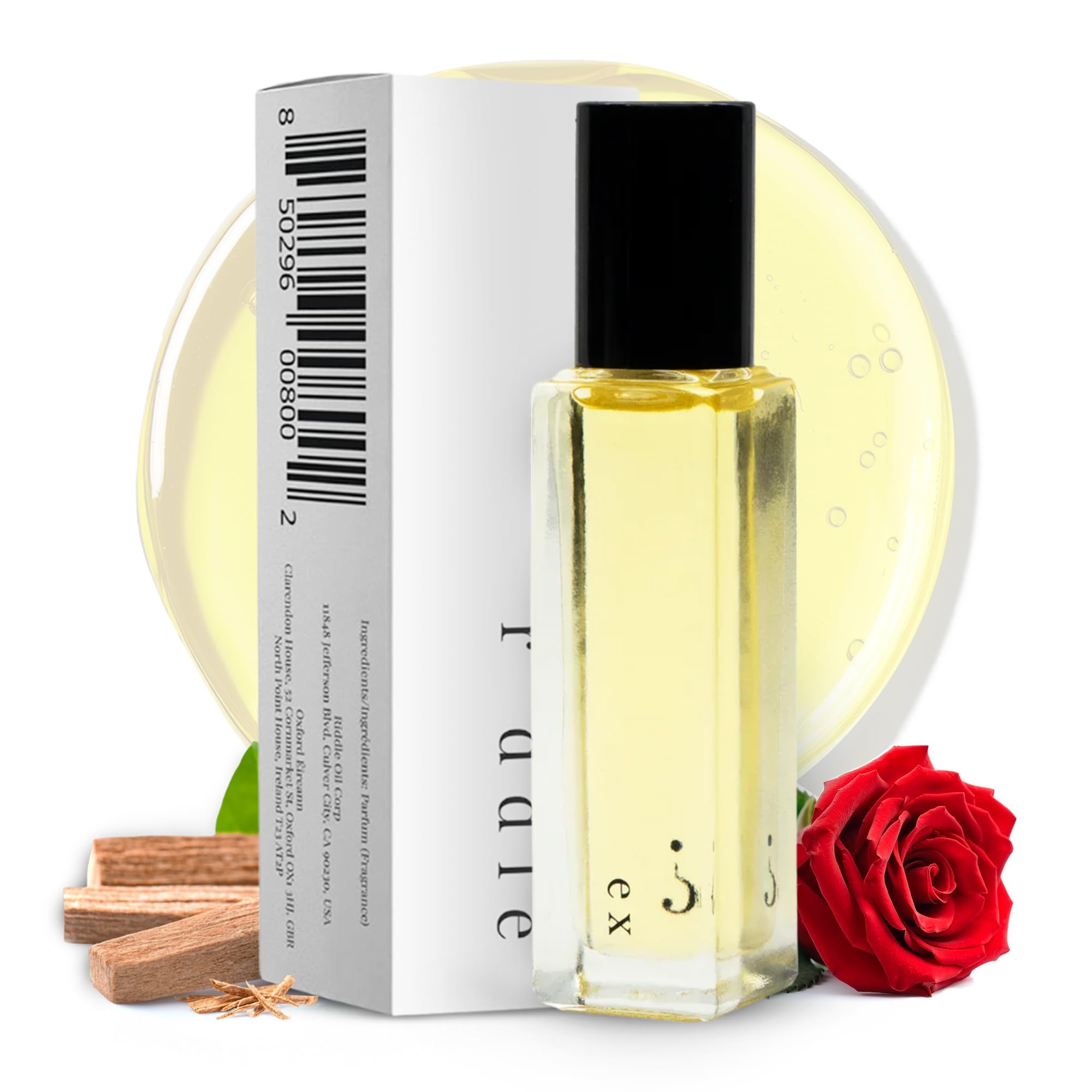 Riddle Ex Roll-On Perfume Oil for Women, Rose Jasmine Sandalwood - Product Imagery