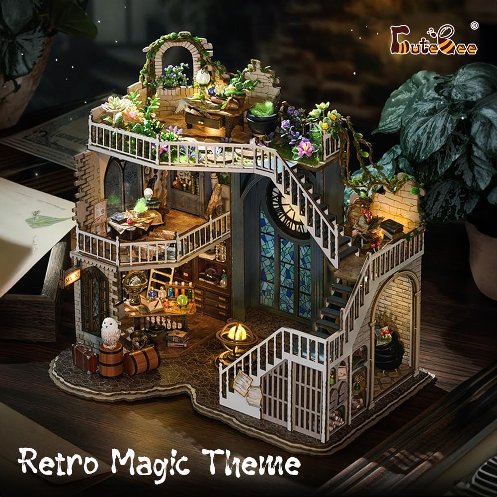 Miniature wooden dollhouse kit by CUTEBEE featuring detailed DIY miniature house components and accessories.
