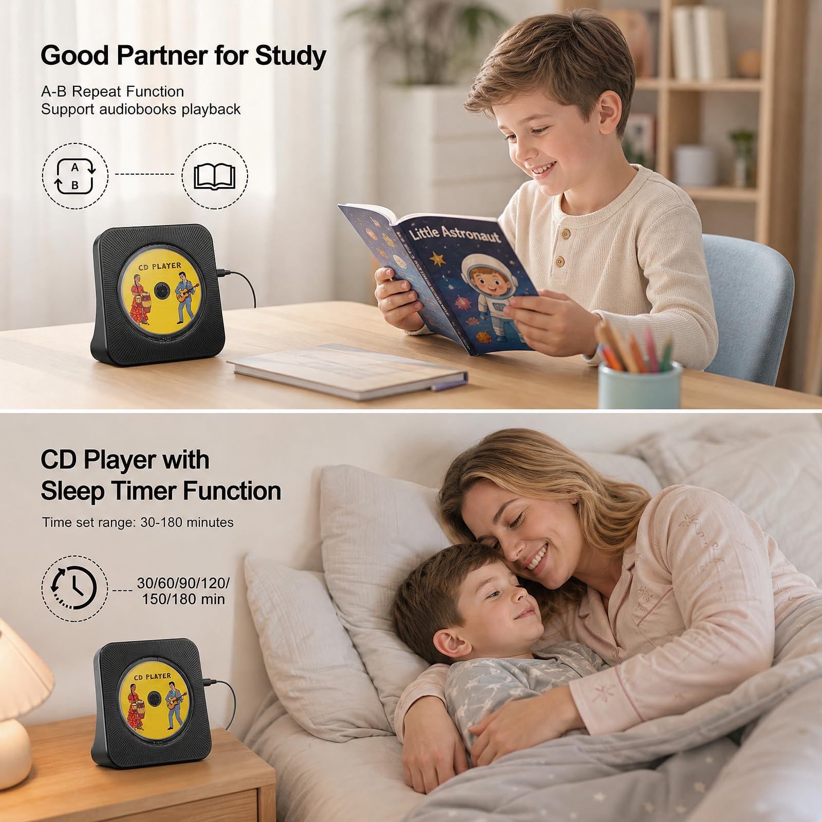 Gueray Bluetooth Desktop CD Player for Home – Black