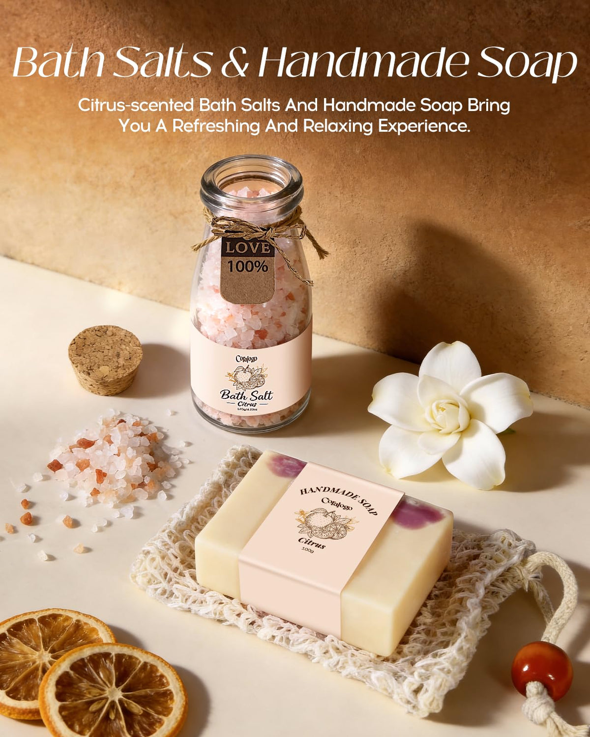 Natural Spa Gift Basket for Women Citrus Jasmine - Coralogo Official Imagery - 4