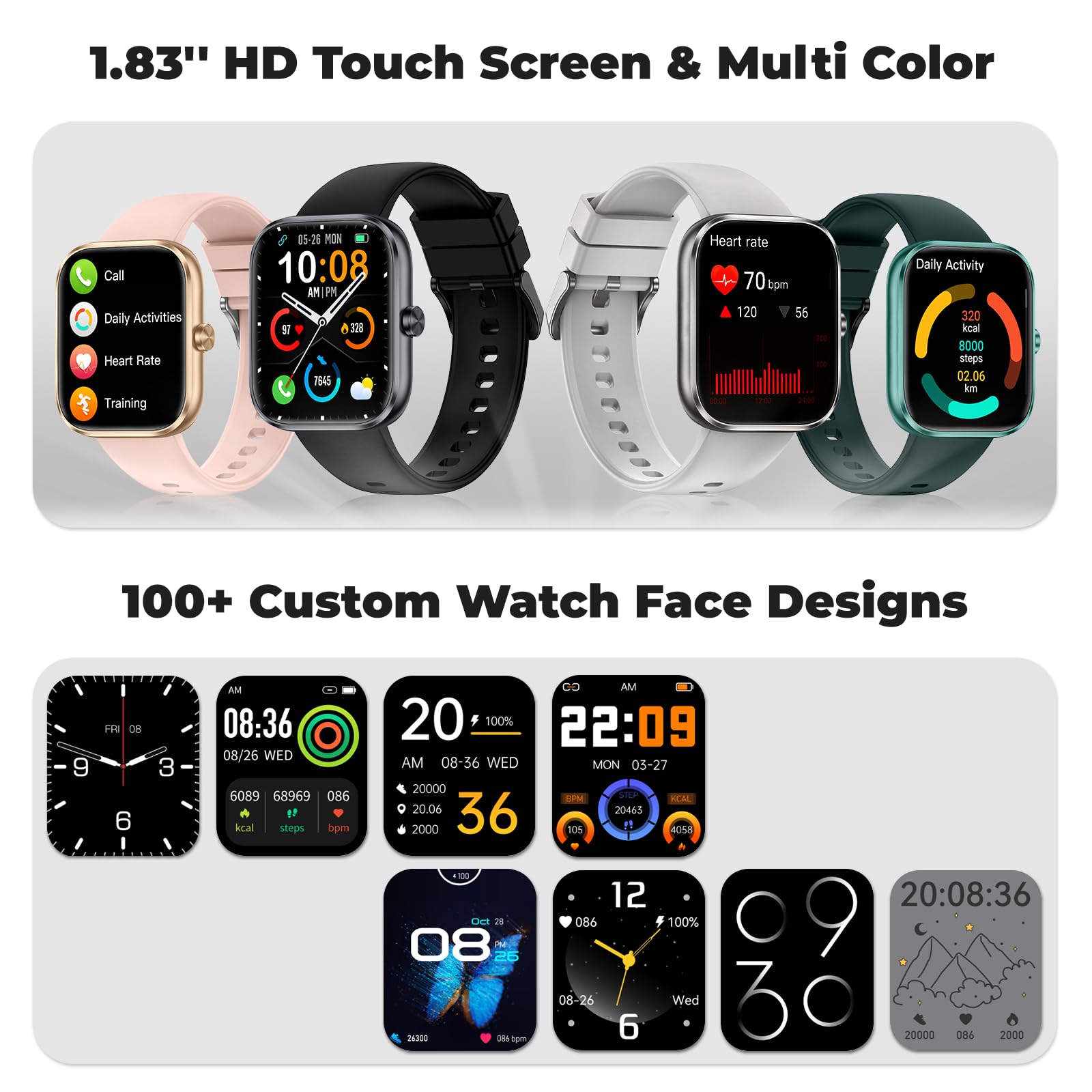 MFVLP Smart Watch for Men, Bluetooth Call, 1.83" Fitness Watch for And - View 6