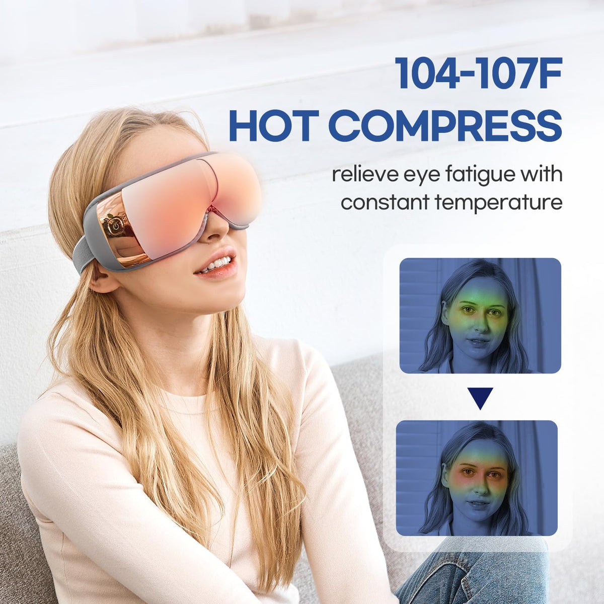 HubiCare Eye Massager with Heat Vibration and Music Helps - HuBDIC Official Imagery - 6