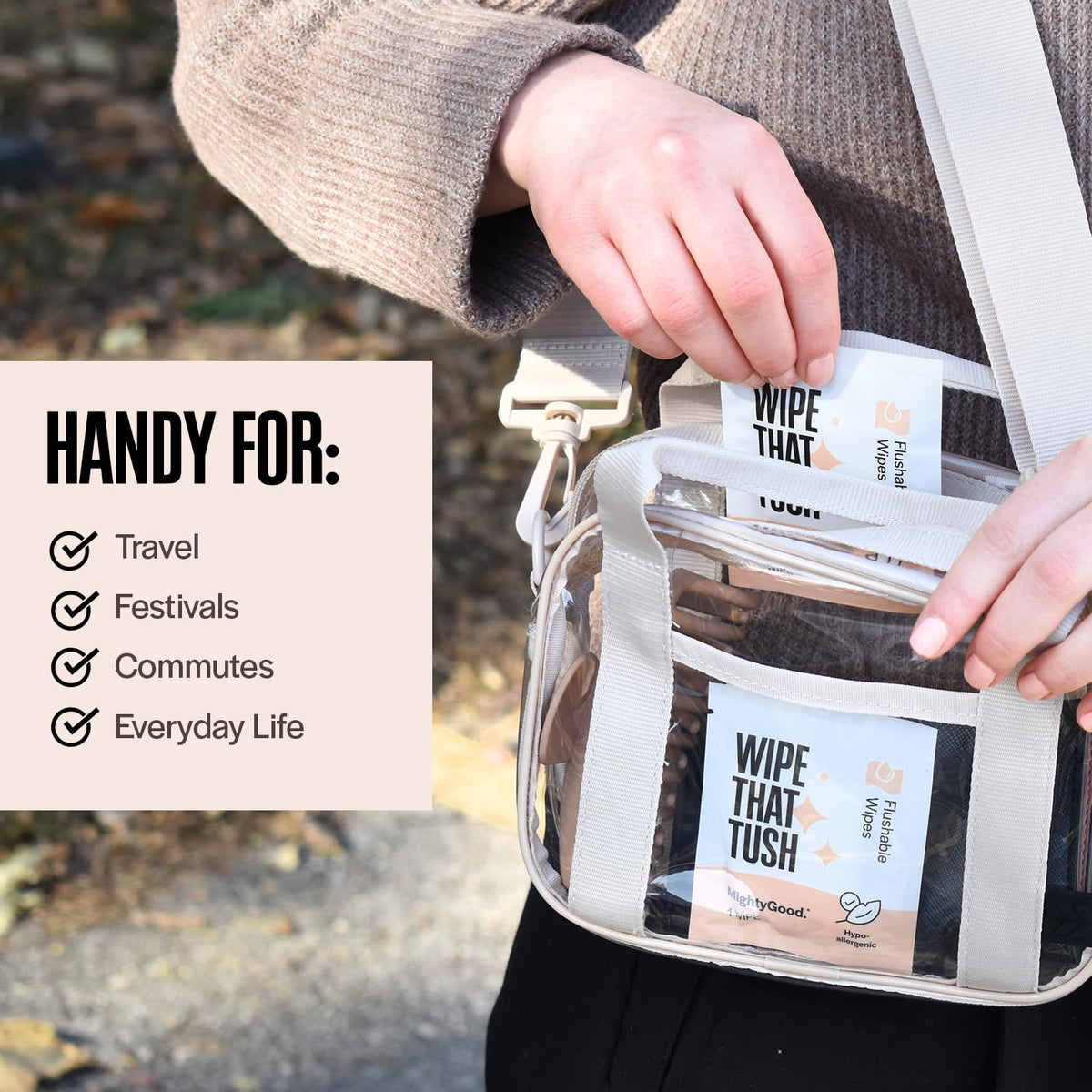 Wipe That Tush On The Go Flushable Wipes 4 Pack of 30 - MightyGood. Official Imagery - 7