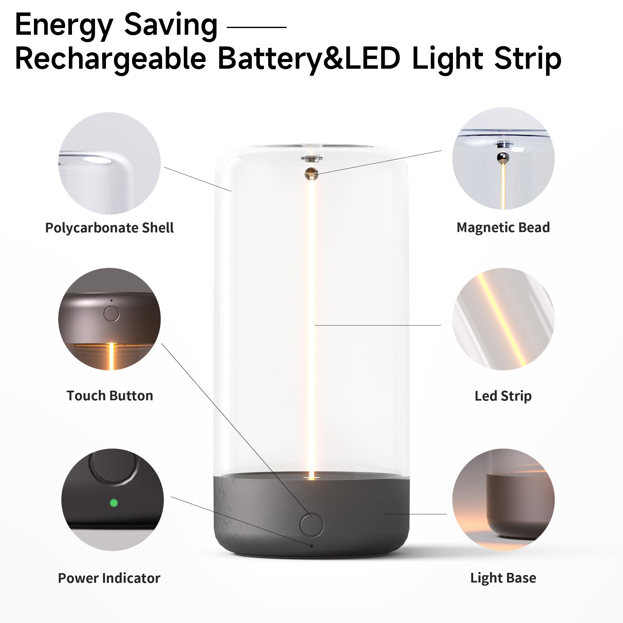 AUGE LIGHT Mini Minimalist Table Lamp, Cordless Lamp, Rechargeable Lam - View 3