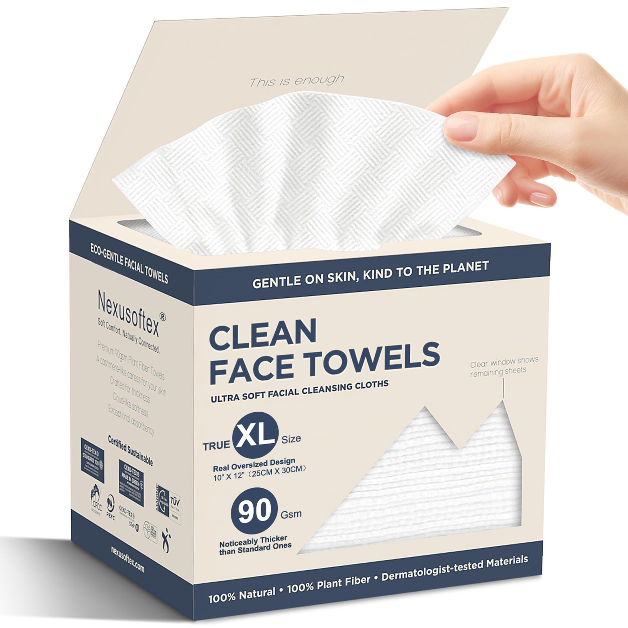 Premium Disposable Face Towels, 10"x12" XL, 90gsm Ultra-Thick - Product Imagery