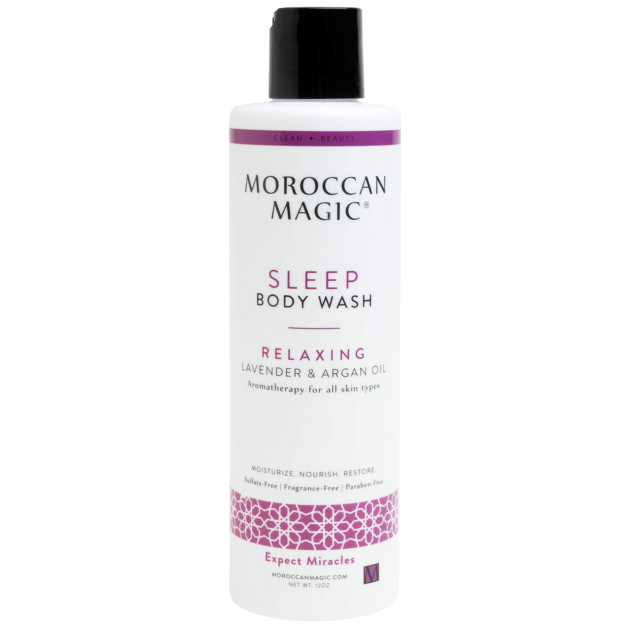Moroccan Magic Sleep Lavender Vanilla Body Wash | Clean Beauty | Natural Non Toxic Body Wash Women and Men | Vegan Shower Gel Body Soap Body Care | Cruelty-Free, Synthetic Fragrance Free Skin Care