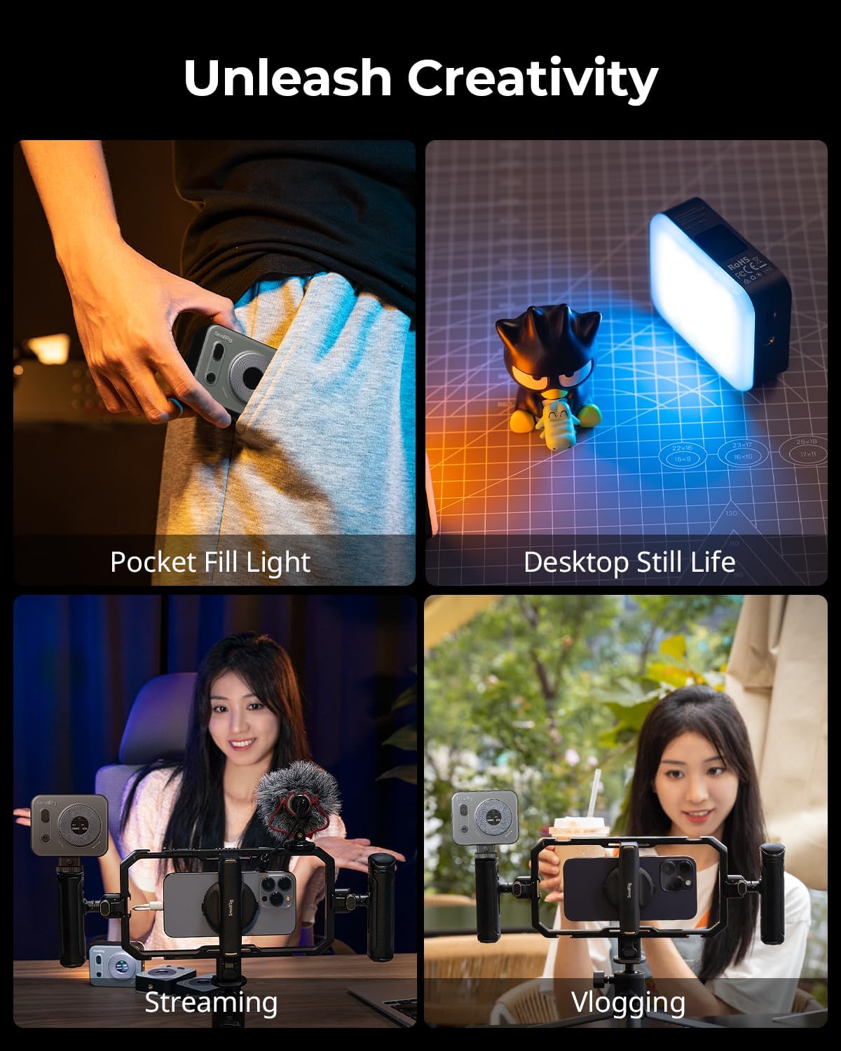 SMALLRIG Vibe P96 Pro LED video light mounted on a camera for portable photography and video lighting.