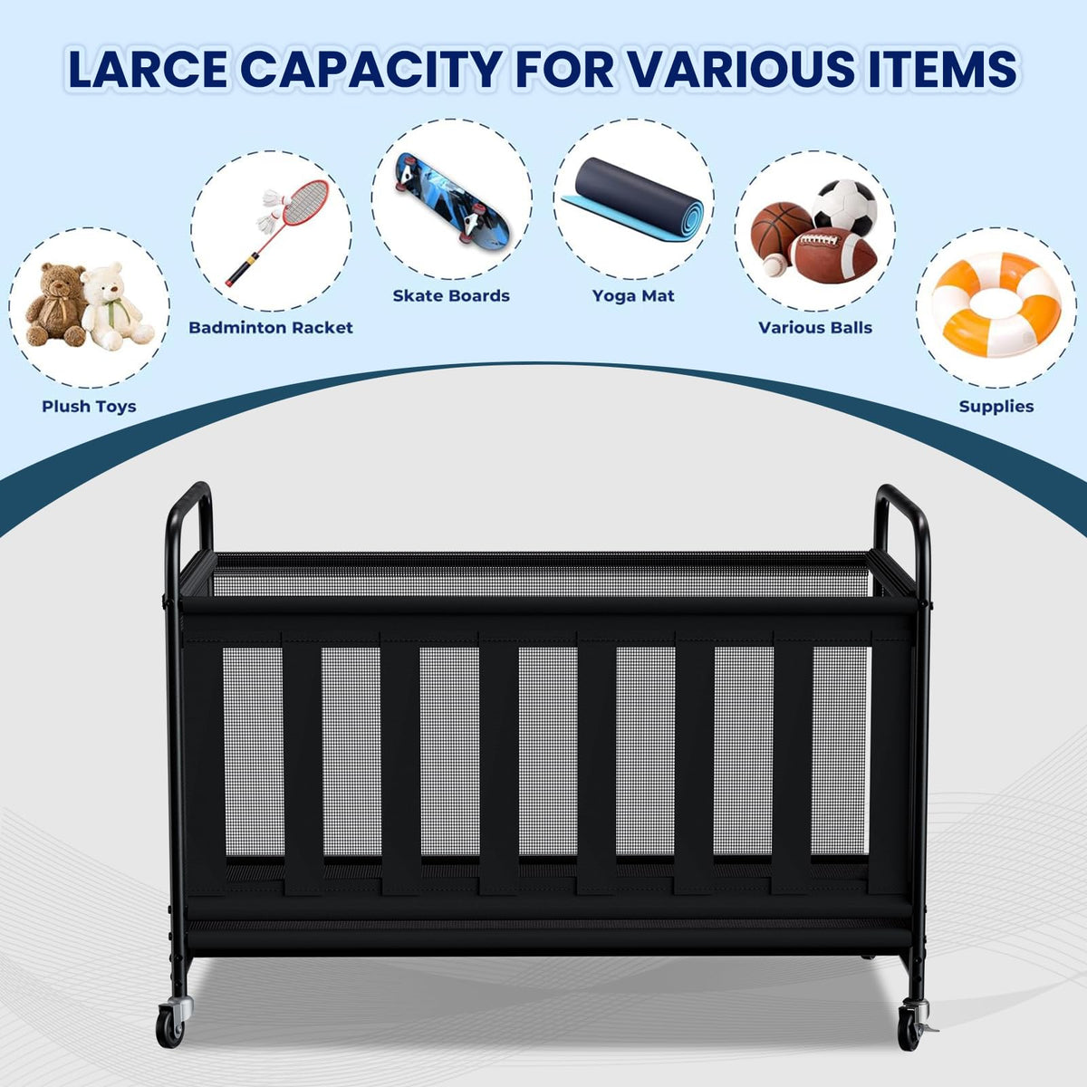 Ball Storage Bin Large with Wheels Outdoor Ball Storage for - nization Official Imagery - 8