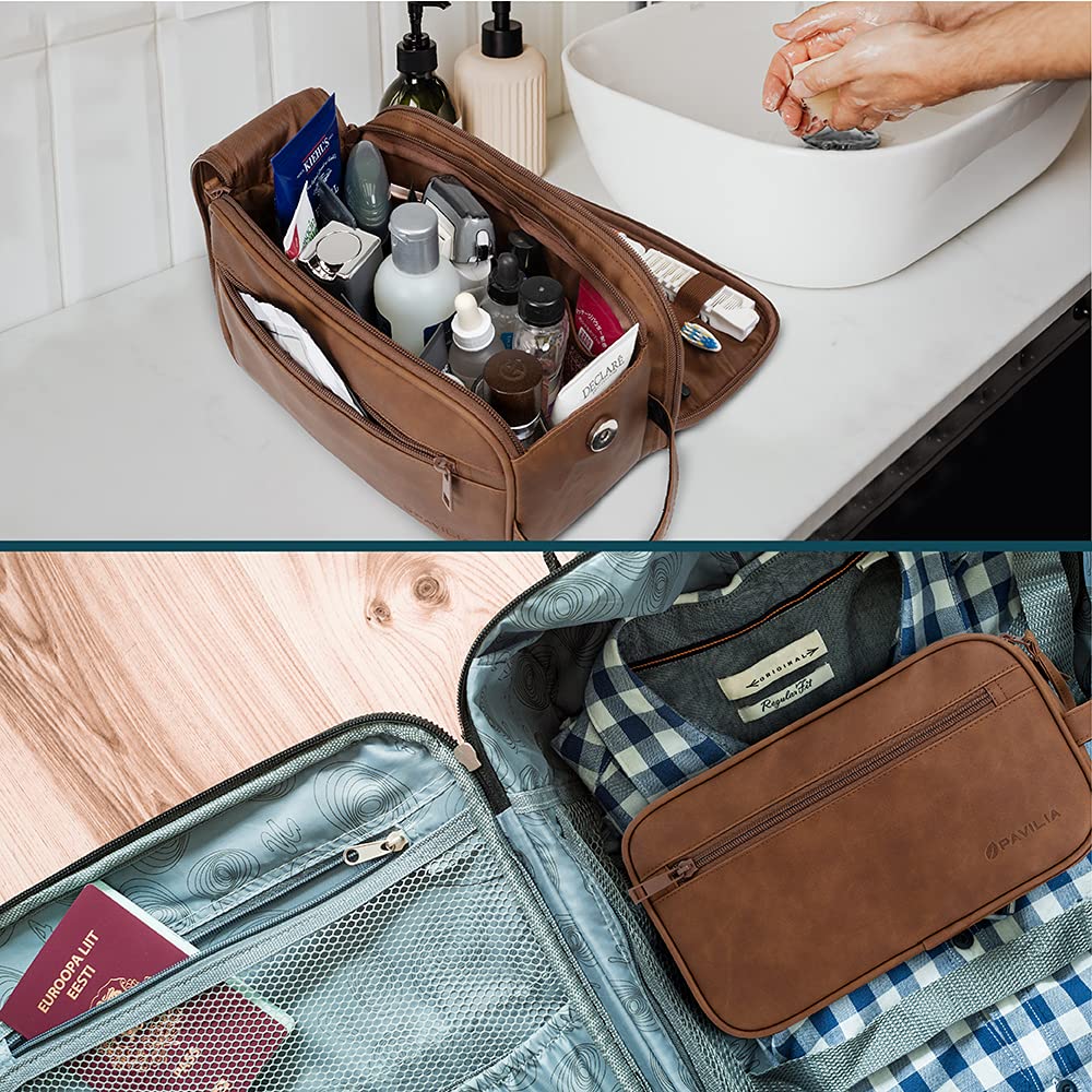 PAVILIA Toiletry Bag for Men Travel Essentials Shaving Dopp - PAVILIA Official Imagery - 7