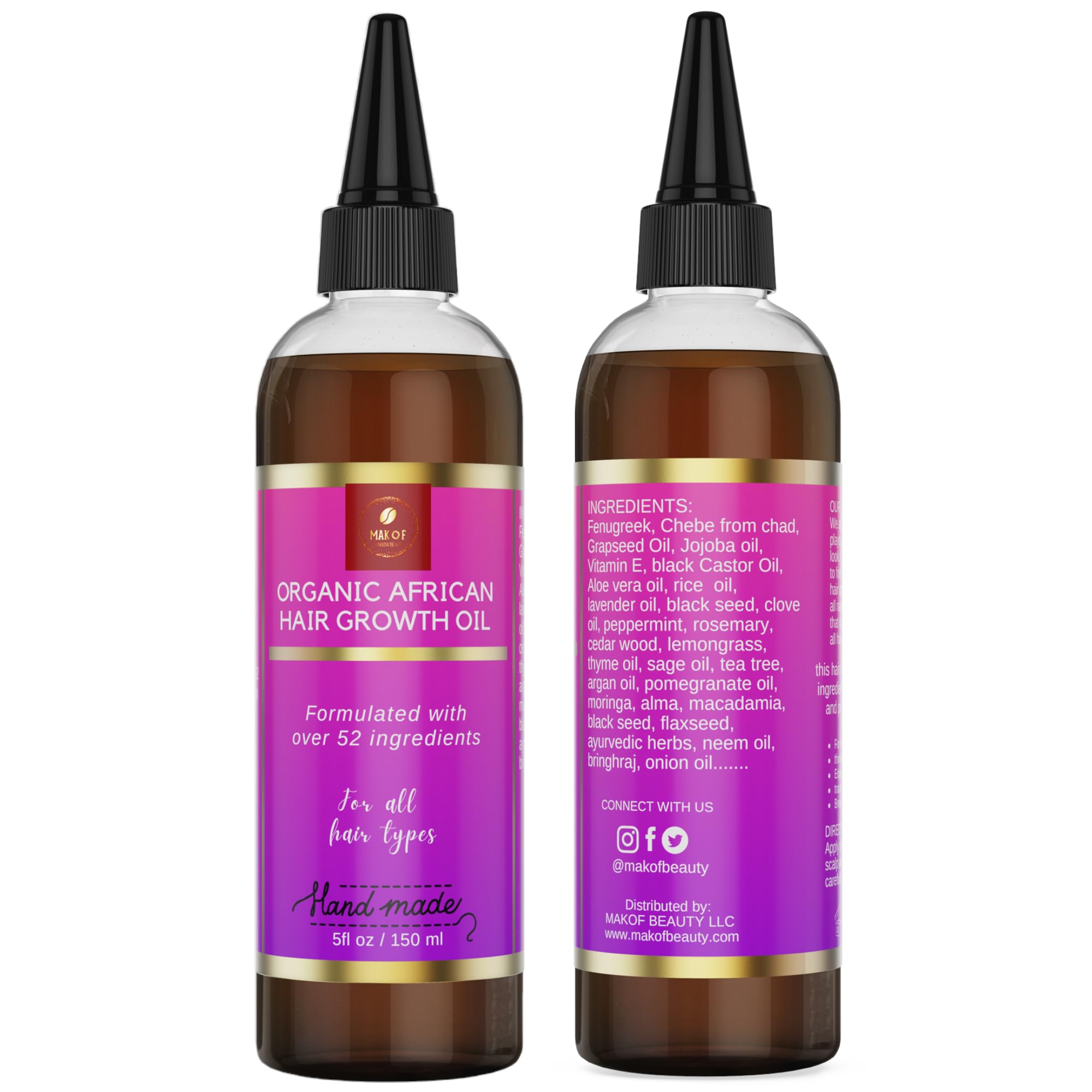 Chebe Hair Growth Oil 52 in 1 Scalp stimulator for Rapid and - MAKOF BEAUTY Official Imagery - 3