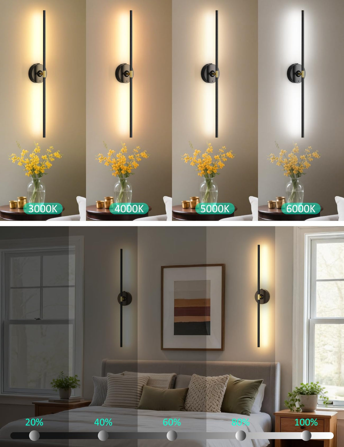 Wall Sconces Battery Operated Set of 2 10000mAh Rechargeable - TOOWELL Official Imagery - 6