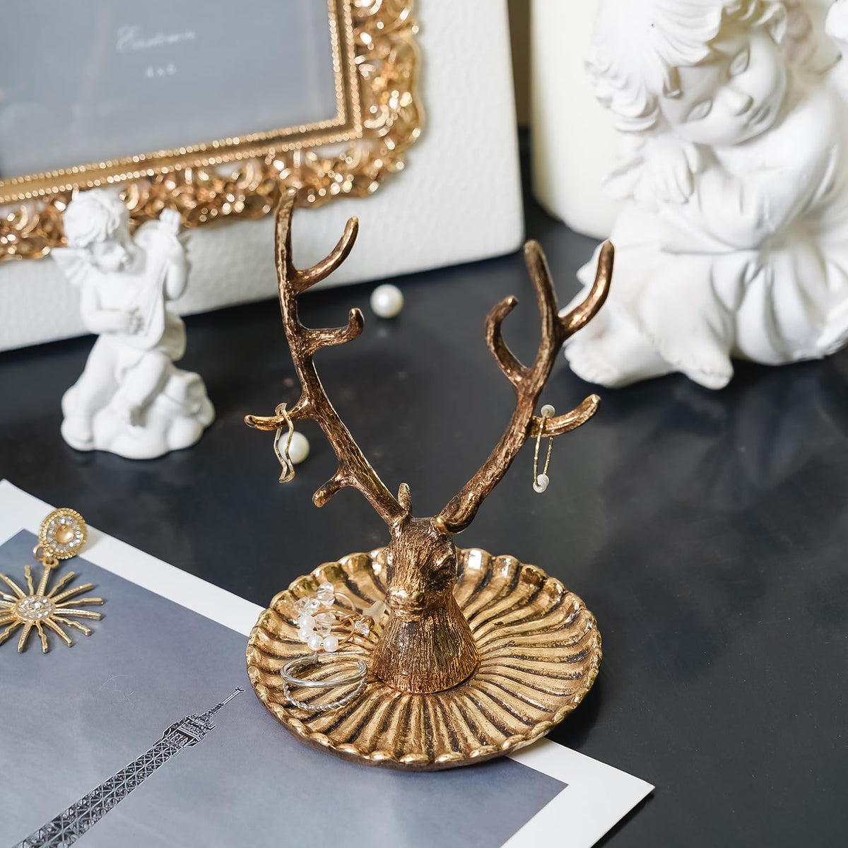 NIIKY HOME Vintage Jewelry Dish Tray Small Deer Ring Holder - NIKKY HOME Official Imagery - 3