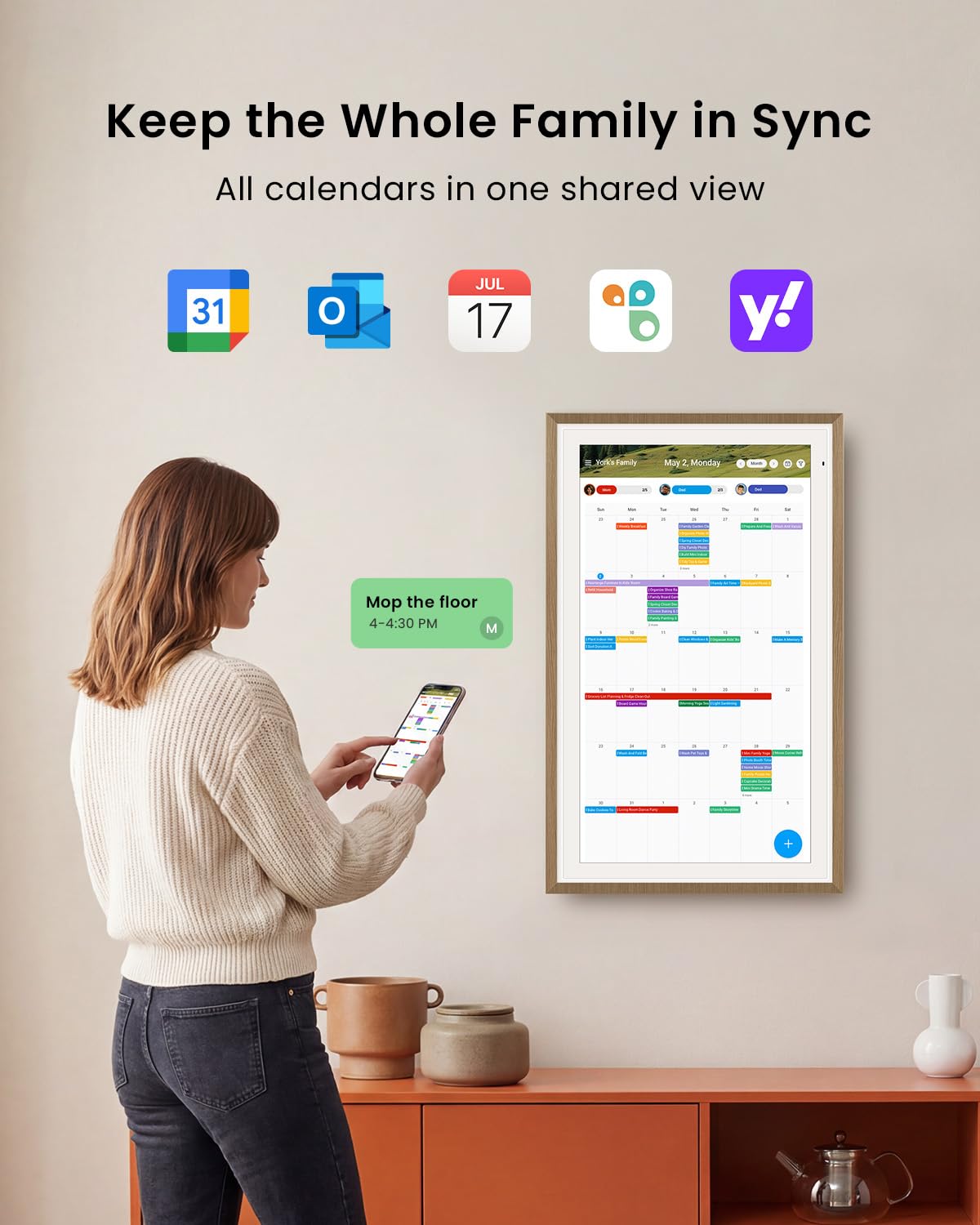 Apolosign 21.5-inch Digital Calendar, Smart Wall Planner with Cal - ApoloSign Official Product View 3