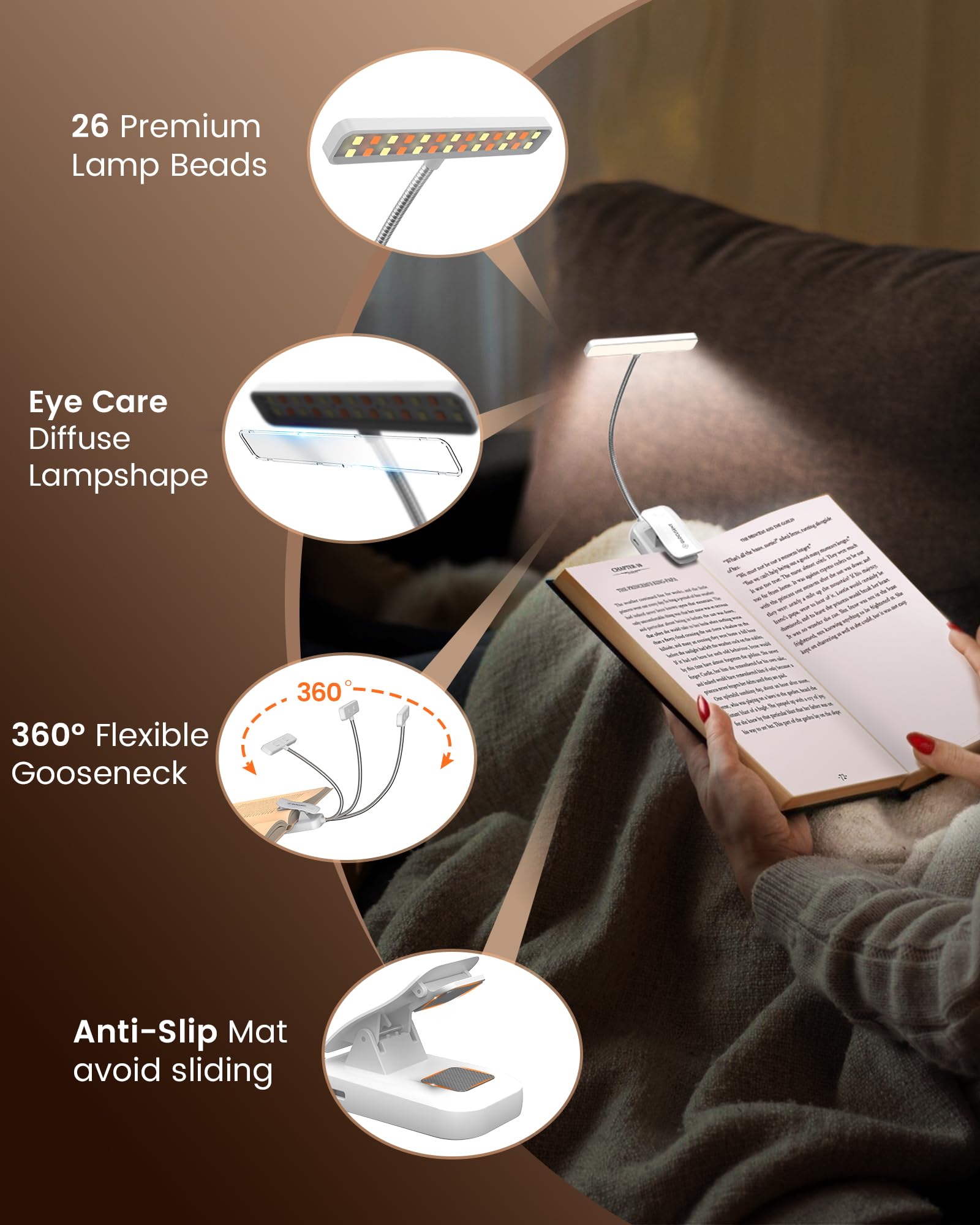 Glocusent 26 LED Reading Lights for Books in Bed, Ideal Gifts for - Glocusent Official Product View 6