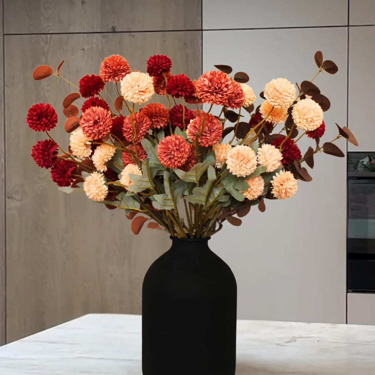 Faux Fall Flowers Burnt Orange Artificial Floral Stems For - RyddeligHome Official Imagery - 1
