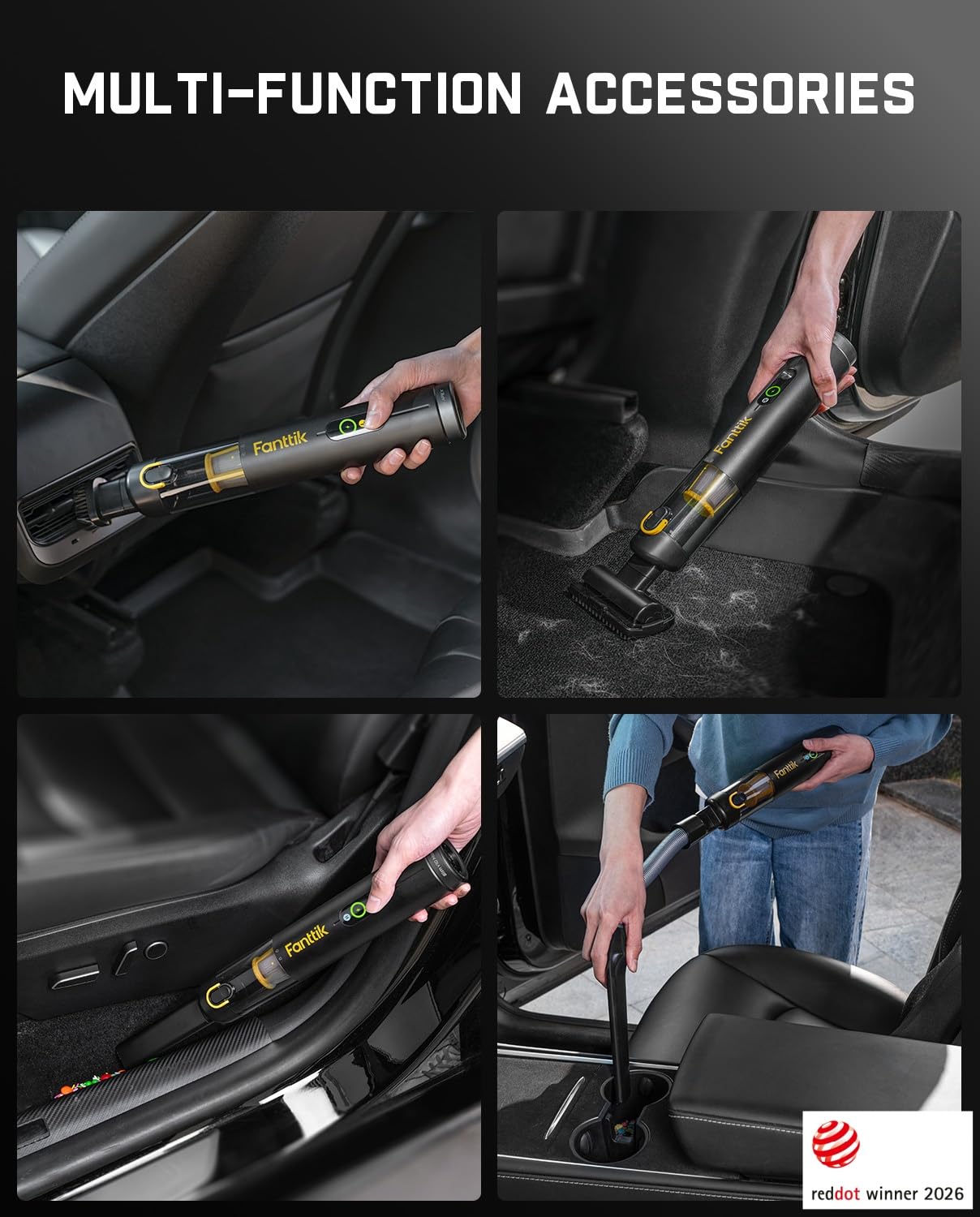 Fanttik Slim V10 APEX Cordless Car Vacuum, 4-in-1 Portable Mini H - Fanttik Official Product View 4