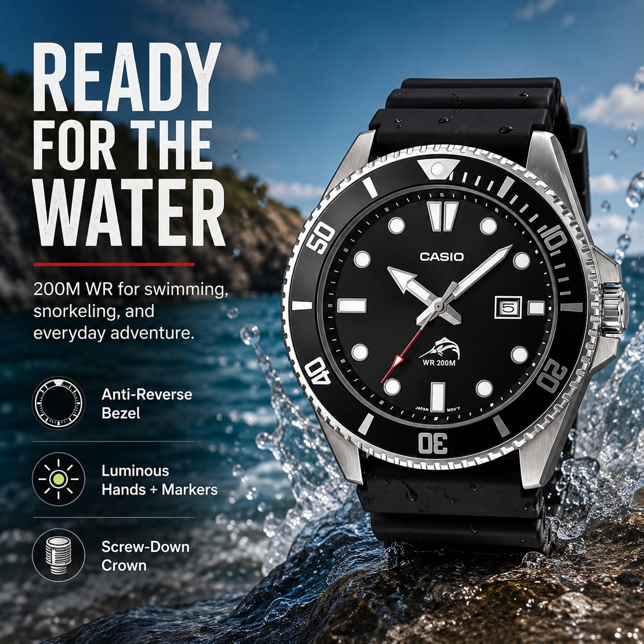 Casio MDV106 Series | Unisex Analog Watch | 200M WR | Stainless Steel - View 2