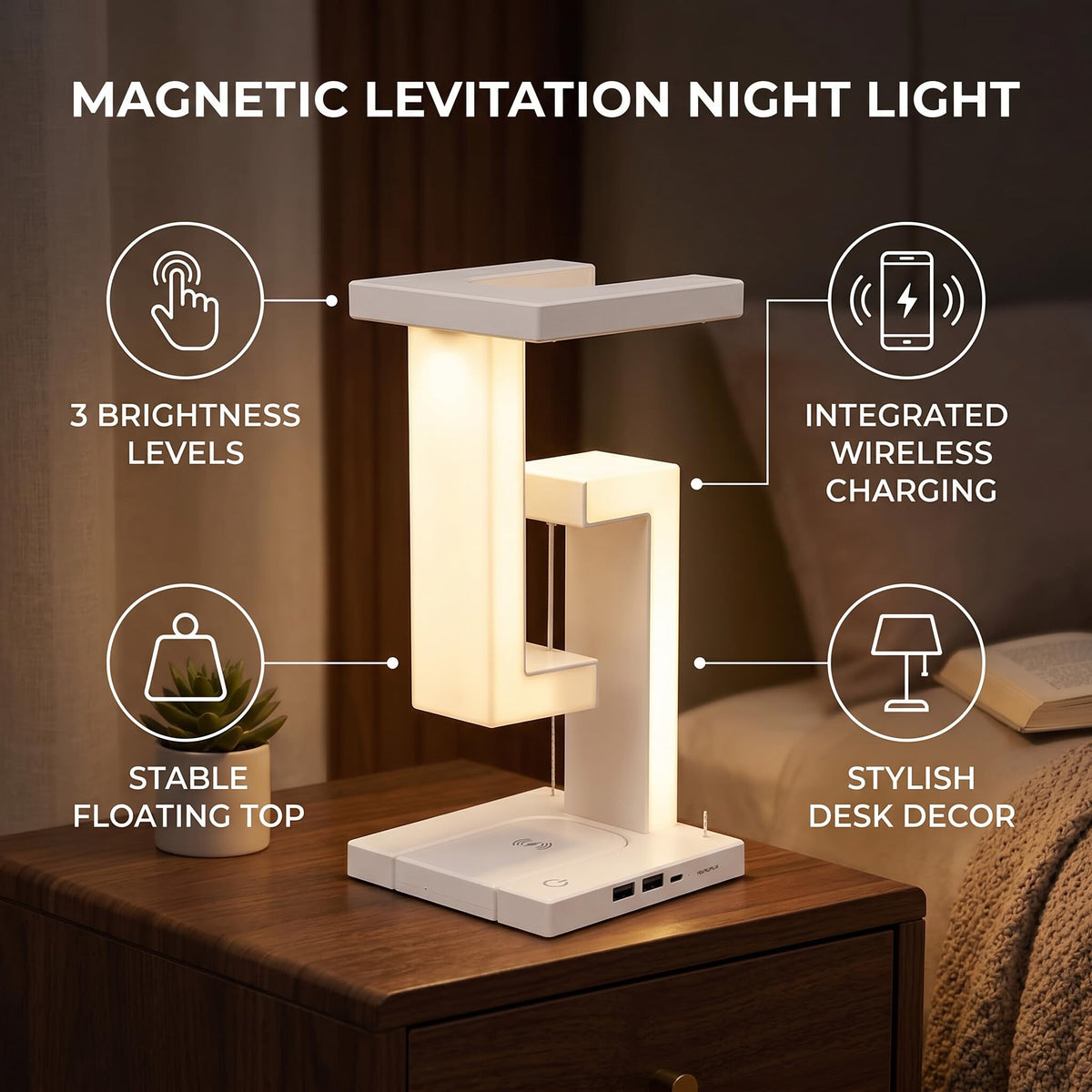 BAFOVY Magnetic Levitating LED Desk Lamp Wireless Charging - Zerone Official Imagery - 5