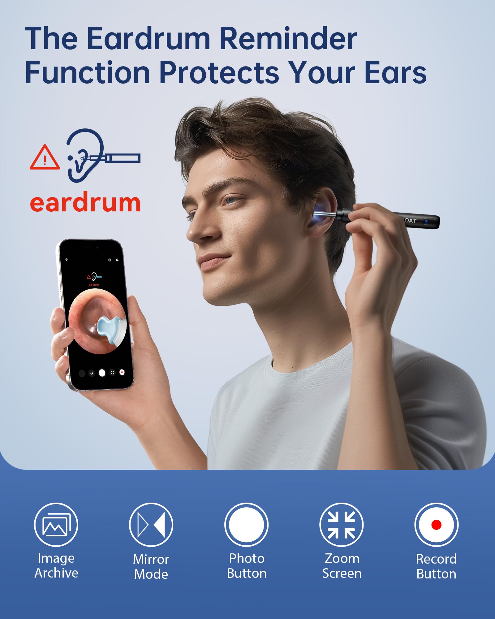 JEGOAT Ear Wax Removal Tool Camera, 1296P HD Otoscope with 6 LED Light - View 4