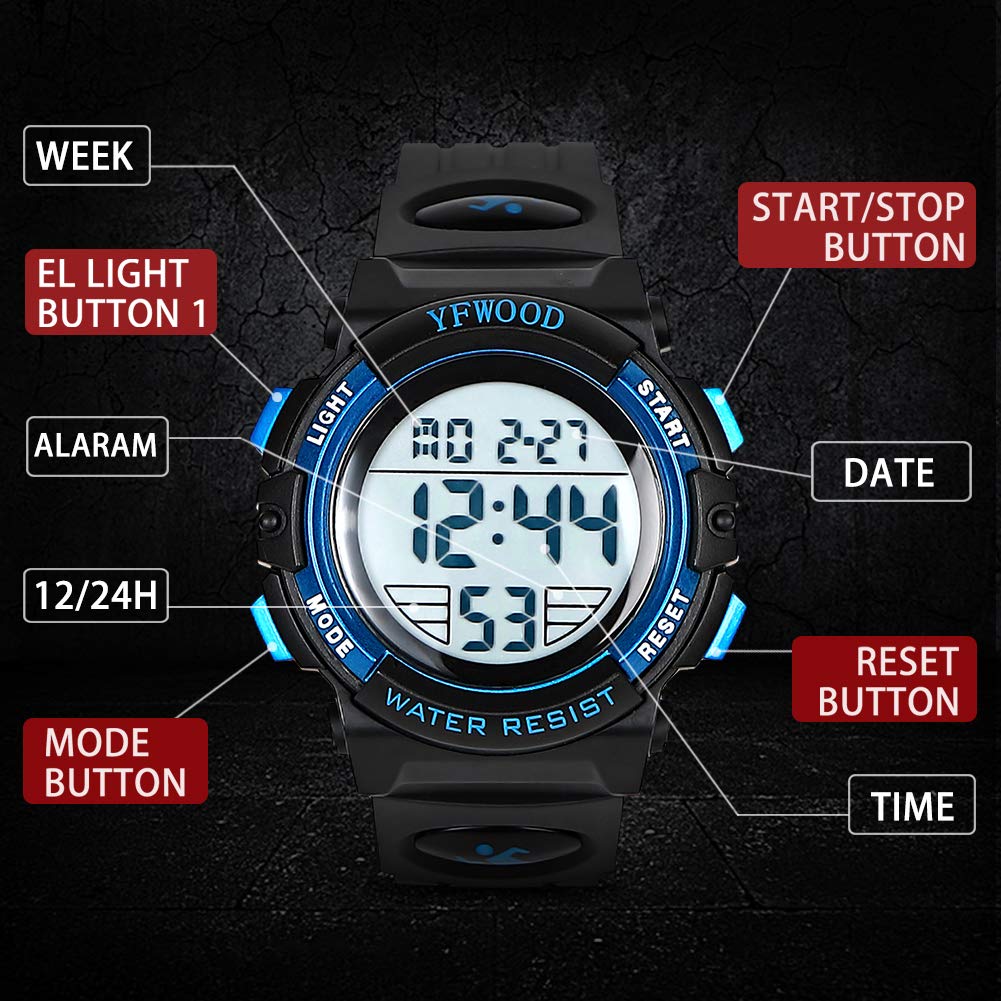 YFWOOD Kids Digital Watch for Boys 5-15, Waterproof Kids Watch Boys - View 7