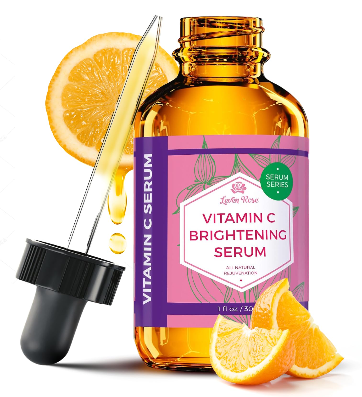 Vitamin C Brightening Serum by Leven Rose 100% Natural Dark Spot Remover for - Leven Rose Official Product View 2