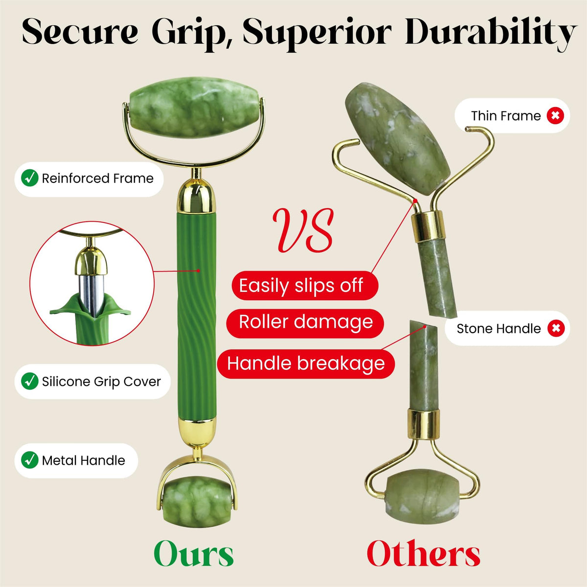 Rena Chris Gua Sha and Face Roller Set Anti Breakage Jade - Rena Chris Official Product Imagery - 4