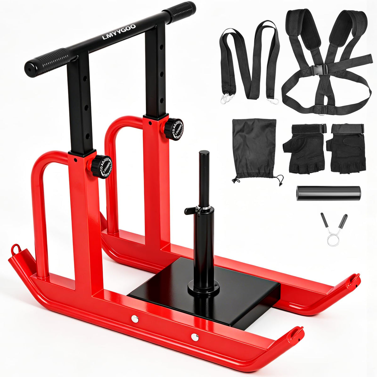 Heavy Duty Training Sled 5 Level Height Adjustment Push Pull - LMYYGOO Official Imagery - 1
