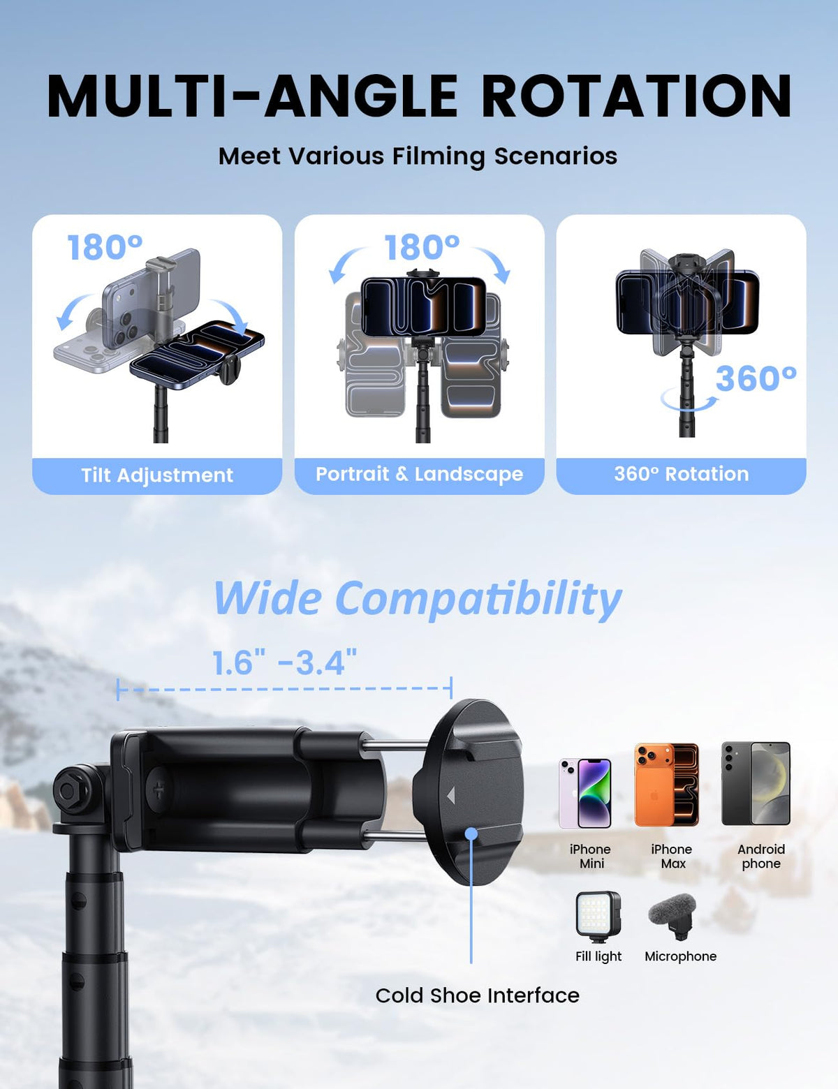 Lamicall 65 Tripod for iPhone 0 77lb Selfie Stick with - Lamicall Official Imagery - 6