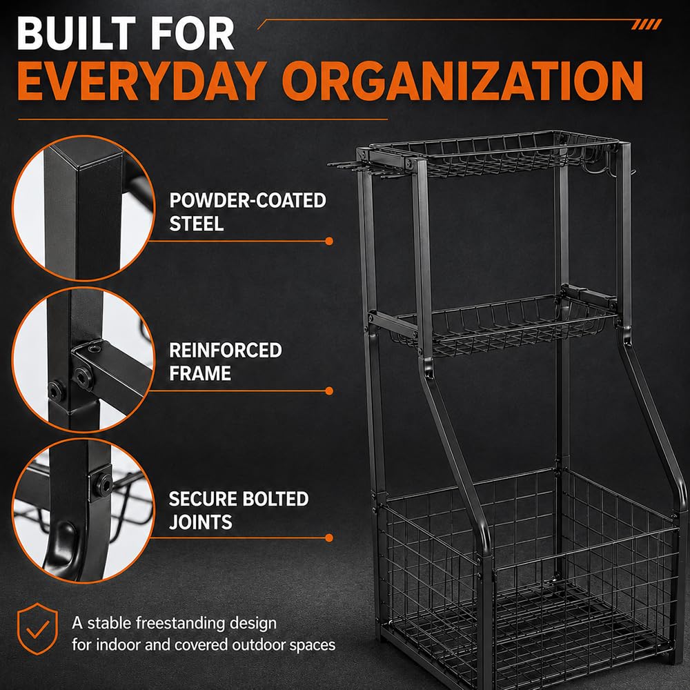 YueTong Garage Sports Organizer with Ball Rack Bat Holder - YueTong Official Imagery - 8